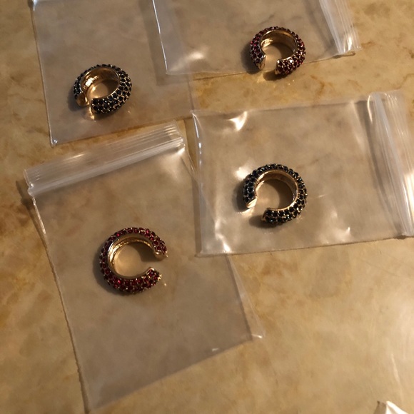 2 Pave Ear Cuff C Shape (red/blue) - Picture 7 of 9